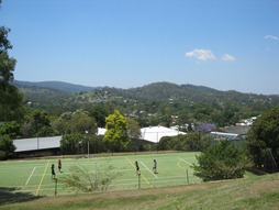 Above tennis courts